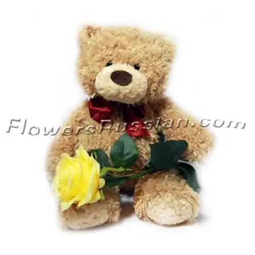 Bear and Grand Rose, Flower Delivery to Russia, FlowersRussian