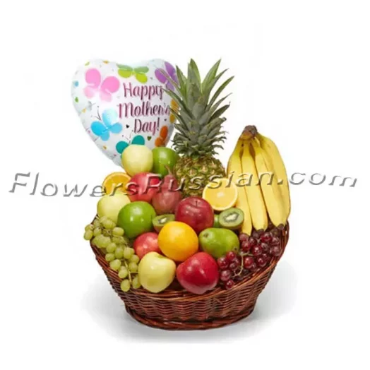 Mother's Day Fruit Basket And Balloon, Flower Delivery to Russia, FlowersRussian