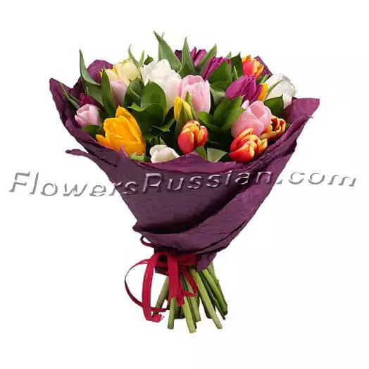Bouquet 25 Multi Colored Tulips