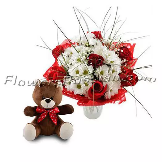Bright Surprise (Bouquet+Teddy Bear)